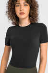 Round Neck Short Sleeve Yoga Tee - ONYX ASHE