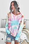 Tie-Dye Boat Neck Batwing Sleeve Tee